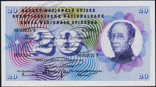 Швейцария 20 франков 1959г. P.46g(40) - AUNC - Швейцария 20 франков 1959г. P.46g(40) - AUNC
