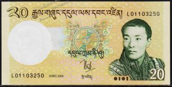Бутан 20 нгултрум 2006г. P.30а - UNC - Бутан 20 нгултрум 2006г. P.30а - UNC