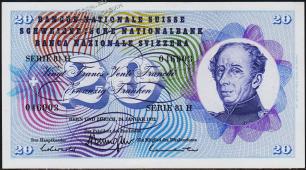 Швейцария 20 франков 1972г. P.46t(45) - UNC - Швейцария 20 франков 1972г. P.46t(45) - UNC
