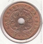 8-162 Южная Родезия 1 пенни 1952г. КМ #25 бронза
