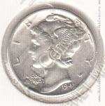 26-112 США 10 центов (1 дайм) 1943г. KM# 140 серебро 2,5гр 17,8 мм