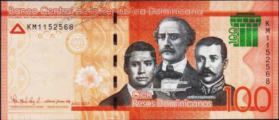 Банкнота Доминикана 100 доминиканских песо 2017 года. P.NEW -UNC - Банкнота Доминикана 100 доминиканских песо 2017 года. P.NEW -UNC