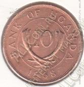 31-101 Уганда 10 центов 1968г. КМ # 2 бронза 5,0гр. 24,5мм - 31-101 Уганда 10 центов 1968г. КМ # 2 бронза 5,0гр. 24,5мм