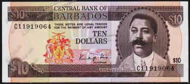 Барбадос 10 долларов 1986г. P.35A - UNC - Барбадос 10 долларов 1986г. P.35A - UNC
