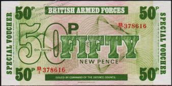 Великобритания (Армия) 50 новых пенсов 1972г. P.M49 UNC - Великобритания (Армия) 50 новых пенсов 1972г. P.M49 UNC