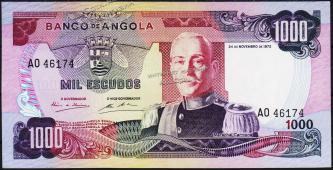 Банкнота Ангола 1000 эскудо 1972 года. P.103 UNC - Банкнота Ангола 1000 эскудо 1972 года. P.103 UNC