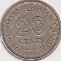 24-8 Малайя 20 центов 1948г. 