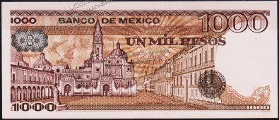 Банкнота Мексика 1000 песо 07.08.1984 года. P.80в - UNC "VF" - Банкнота Мексика 1000 песо 07.08.1984 года. P.80в - UNC "VF"