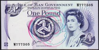 Банкнота Остров Мэн 1 фунт 1983 года. P.40в - UNC - Банкнота Остров Мэн 1 фунт 1983 года. P.40в - UNC