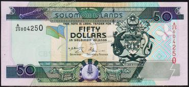 Соломоновы острова 50 долларов 2001г. P.24 UNC - Соломоновы острова 50 долларов 2001г. P.24 UNC