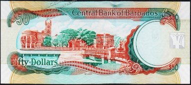 Банкнота Барбадос 50 долларов 2007 (2009 года.) P.70в - UNC - Банкнота Барбадос 50 долларов 2007 (2009 года.) P.70в - UNC