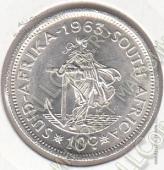 4-70 Южная Африка 10 центов 1963 г. KM# 60 UNC Серебро 5,66 гр.  - 4-70 Южная Африка 10 центов 1963 г. KM# 60 UNC Серебро 5,66 гр. 