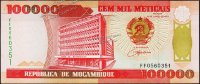 Банкнота Мозамбик 100000 метикал 1993 года. Р.139 UNC 