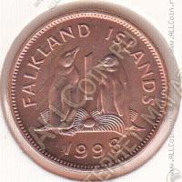 25-43 Фолклендские Острова 1 пенни 1998г. КМ # 2а UNC бронза 3,56гр. 20,32мм