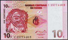 Конго 10 сантим 1997г. P.82 UNC - Конго 10 сантим 1997г. P.82 UNC