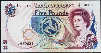 Банкнота Остров Мэн 5 фунтов 1983 года. P.41в - UNC - Банкнота Остров Мэн 5 фунтов 1983 года. P.41в - UNC