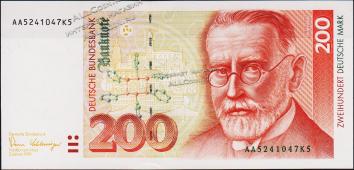 Банкнота ФРГ (Германия) 200 марок 1989 года. P.42 UNC - Банкнота ФРГ (Германия) 200 марок 1989 года. P.42 UNC