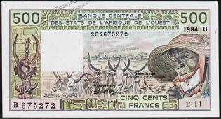 Бенин 500 франков 1984г. P.206Вg - UNC - Бенин 500 франков 1984г. P.206Вg - UNC