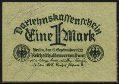 Германия 1 марка 1922г. P.61а - UNC - Германия 1 марка 1922г. P.61а - UNC