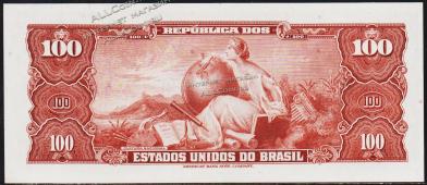 Бразилия 100 крузейро 1961г. P.170а - UNC - Бразилия 100 крузейро 1961г. P.170а - UNC