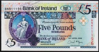 Ирландия Северная 5 фунтов 2008 г. P.83 UNC - Ирландия Северная 5 фунтов 2008 г. P.83 UNC