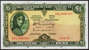 Ирландия Республика 1 фунт 1976г. P.64d - XF+ - Ирландия Республика 1 фунт 1976г. P.64d - XF+