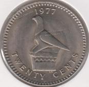 25-57 Родезия 20 центов 1977г.  - 25-57 Родезия 20 центов 1977г. 
