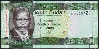 Южный Судан 1 фунт 2011г. Р.5 UNC - Южный Судан 1 фунт 2011г. Р.5 UNC