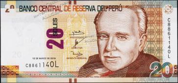 Банкнота Перу 20 солей 2016 года. P.NEW - UNC - Банкнота Перу 20 солей 2016 года. P.NEW - UNC