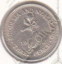 10-118 Родезия и Ньясланд 3 пенса 1956г. КМ # 3 медно-никелевая 16,3мм