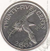 22-2 Бермуды 25 центов 2005г. КМ # 110 Медь-Никель, 24 мм