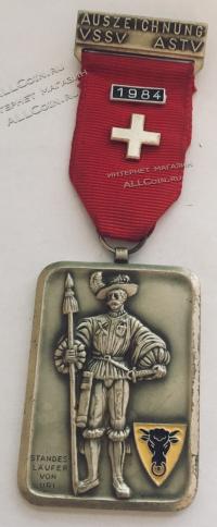 #383 Швейцария спорт Медаль Знаки. Наградная медаль по стрельбам в Ури. 1984 год.