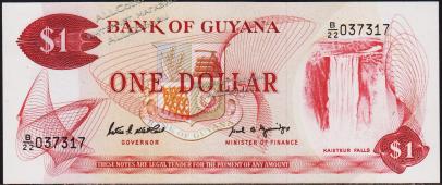 Банкнота Гайана 1 доллар 1989 года. P.21f - UNC - Банкнота Гайана 1 доллар 1989 года. P.21f - UNC
