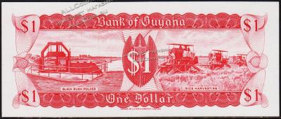 Банкнота Гайана 1 доллар 1989 года. P.21f - UNC - Банкнота Гайана 1 доллар 1989 года. P.21f - UNC