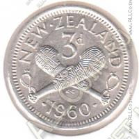 6-80 Новая Зеландия 3 пенса 1960 г. KM# 25.2 UNC Медь-Никель 1,41 гр. 16,3 мм.