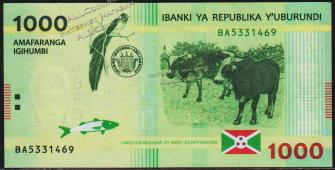 Бурунди 1000 франков 2015г. P.NEW - UNC - Бурунди 1000 франков 2015г. P.NEW - UNC
