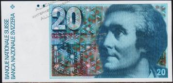 Швейцария 20 франков 1982г. P.55d(55) - UNC - Швейцария 20 франков 1982г. P.55d(55) - UNC