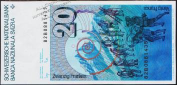 Швейцария 20 франков 1982г. P.55d(55) - UNC - Швейцария 20 франков 1982г. P.55d(55) - UNC