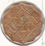 28-71 Индия 1 анна 1942 г. КМ # 537а никель-латунь 3,89гр 20,5мм