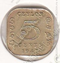 25-127 Цейлон 5 центов 1945г. КМ # 113,2 никель-латунная 3,24гр. 18мм
