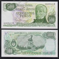 Аргентина 500 песо 1974-75г. P.298 UNC