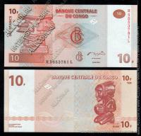 Конго 10 франков 2003г. P.93 UNC