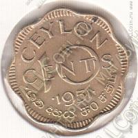 25-128 Цейлон 10 центов 1951г. КМ # 121 никель-латунная 4,21гр. 23мм
