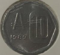 16-114 Аргентина 10 центимо 1989г. Медь Никель.