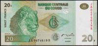 Конго 20 франков 2003г. P.94 UNC