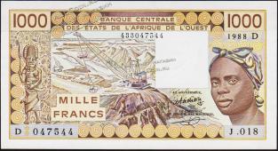 Мали 1000 франков 1988г. P.406Da - UNC - Мали 1000 франков 1988г. P.406Da - UNC
