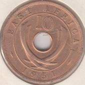 38-44 Восточная Африка 10 центов 1951г. Бронза - 38-44 Восточная Африка 10 центов 1951г. Бронза