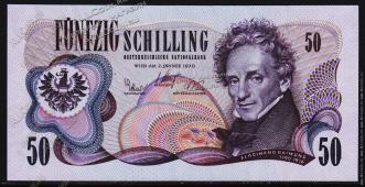 Банкнота Австрия 50 шиллингов 1970 (1972) года. P.143 UNC - Банкнота Австрия 50 шиллингов 1970 (1972) года. P.143 UNC