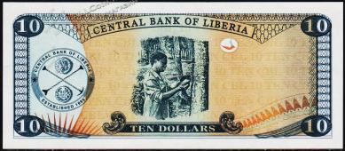 Либерия 10 долларов 2011г. P.27f - UNC - Либерия 10 долларов 2011г. P.27f - UNC