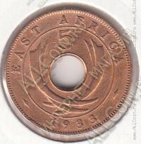 19-47 Восточная Африка 5 центов 1933г. КМ # 18 бронза 6,5гр. 23,5мм